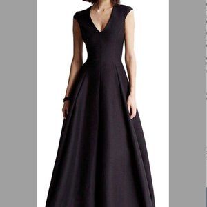 Halston Black Heritage Cap Sleeve Silk Faille Gown